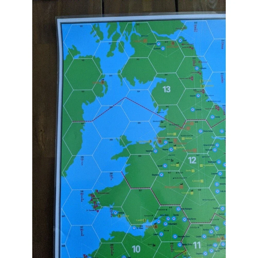 Laminated TSR 1983 Battle Over Britain Map And British Airfield Display